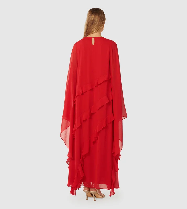 فورايفر نيو Dr17862-Cherry Red Women's Mid Dress